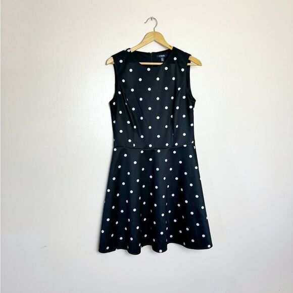 CLEARANCE! B/W Chaps Polka Dot A-Line Sheath Dress Size 12 EUC - Picture 3 of 5